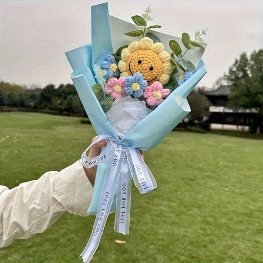 Ręcznie Robiony Bukiet Szydełkowych Słoneczników – Sztuczne Kwiaty