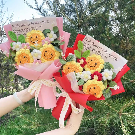 Gotowe Szydełkowe Kwiaty Ręcznie Robione – Kreatywne Słoneczniki